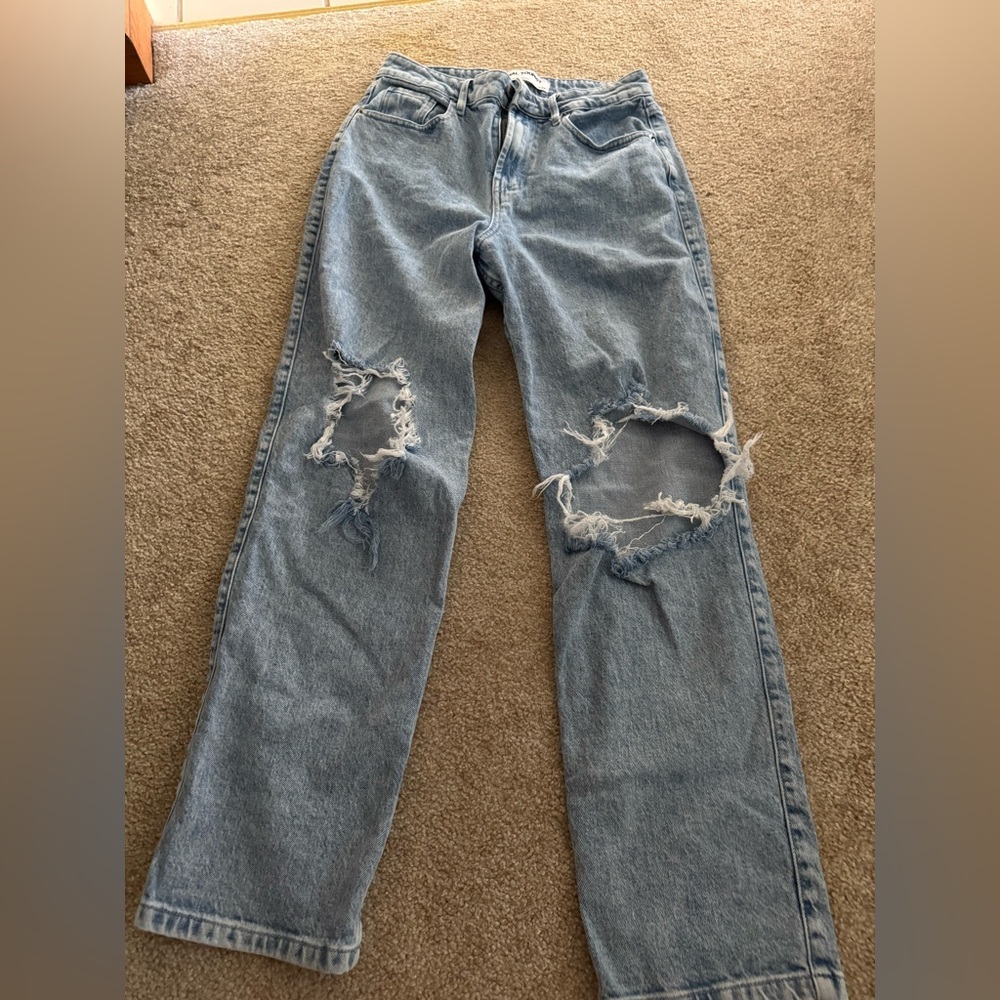 Blue Boyfriend Distressed Jeans